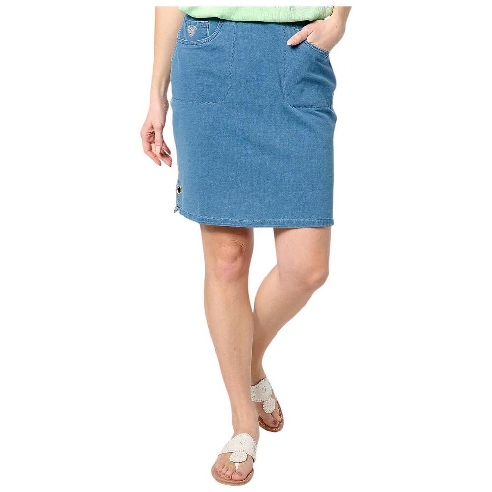 Quacker Factory Women's Dream Jeannes Oh Grommet Skort Medwsh - Regular